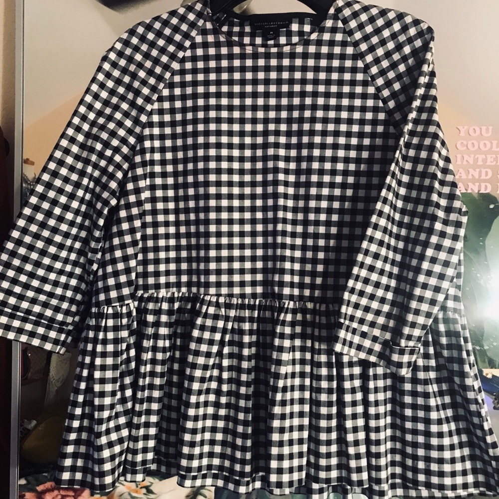 Victoria Beckham Blue and White Gingham Top